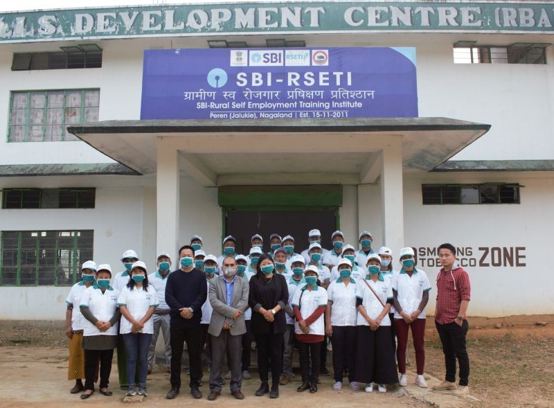 Trainees and officials during the training organized at SBI-RSETI (SBI-Rural Self Employment Training Institute), Jalukie, Peren. The programme is implemented by ANMA Integrated Development Association. (Photo Courtesy: AIDA Dimapur)